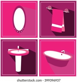 Vector illustration of the set of bathroom furniture. Flat design