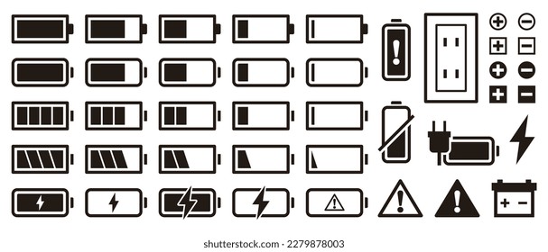 Conjunto de iconos de la batería de la ilustración del vector