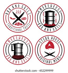 vector illustration set of BBQ , steakhouse and smokehouse labels