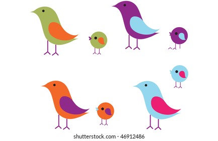 a vector illustration set of beautiful sparrow