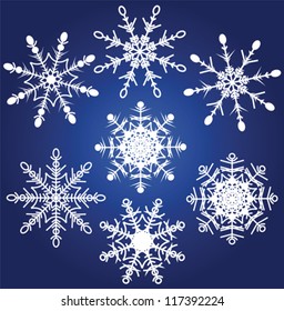 Vector illustration set of beautiful various snowflakes