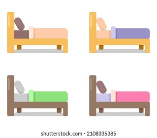 Vector illustration set of a bed seen from the side for a bedroom, for a home furnishings advertisement