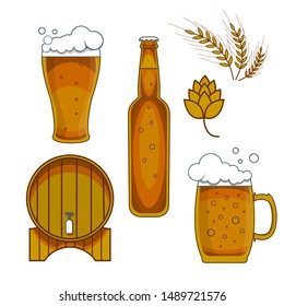 Vector illustration with set of beer 