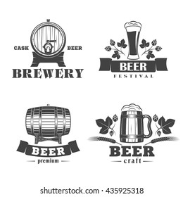 vector illustration set of beer signs, labels and badges, on a white background / beer labels set