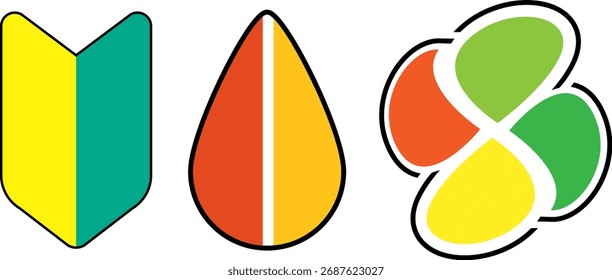 Vector illustration set of beginner mark, young leaf mark and elderly mark.