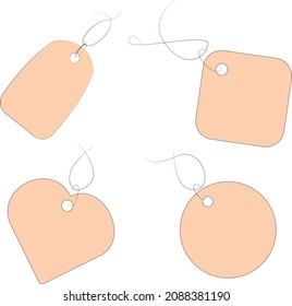 vector illustration of a set of beige tags of different shapes for clothes and other goods