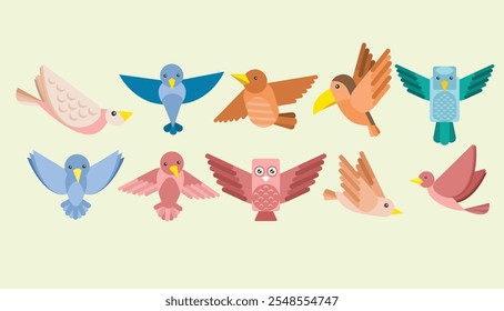 vector illustration set of bird collection with a simple design concept