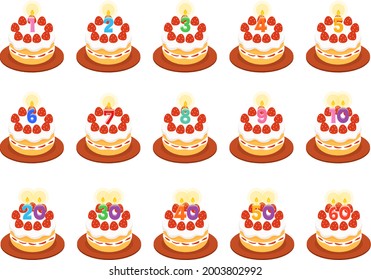 Vector illustration set of birthday cake