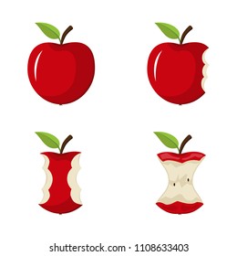 Vector illustration. Set of bitten apples.