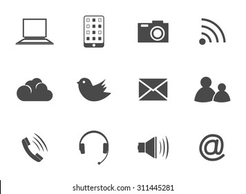 Vector illustration: set of the black communication icons