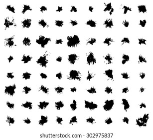 Vector illustration with set of the black grunge blots