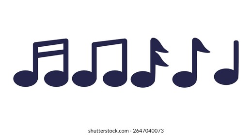 Vector illustration of a set of black music notes on a white background. suitable for icons or digital content