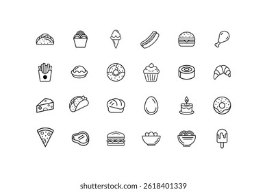 A vector illustration set of Black Outline Food Series