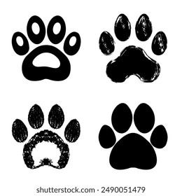 Vector illustration of a set of black paw prints on a white background