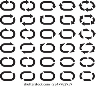 Vector illustration set of black rotating arrows
