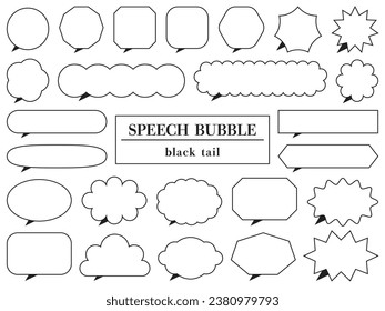Vector illustration of Set of black tail speech bubbles