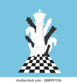 Vector illustration set of black and white chess.