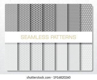 Vector and illustration Set of black and white patterns, Abstract seamless geometric background.