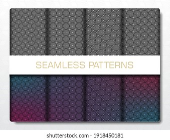 Vector and illustration Set of black and white patterns, Abstract seamless geometric background.