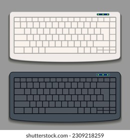 vector illustration of set of black and white computer keyboard with details