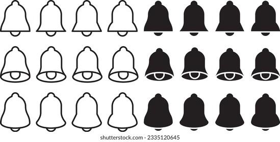 Vector illustration set of black and white bells and chimes