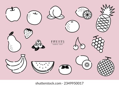 Vector illustration set of black and white fruits