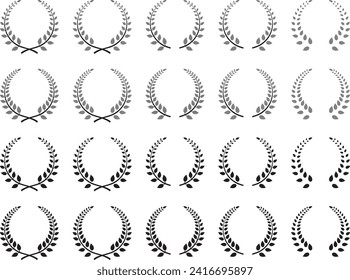 Vector illustration set of black and white laurel crown