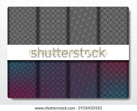 Vector and illustration Set of black and white patterns, Abstract seamless geometric background.