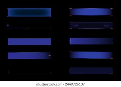 Ilustración vectorial. Conjunto de bordes en blanco para información, gráficos, gráficos. Barras con espacio negativo para insertar información nueva. Concepto de radiodifusión, deporte, negocios, redes sociales, datos.