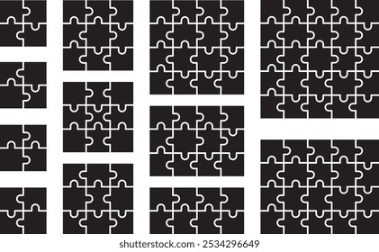 Vector illustration set of blank jigsaw puzzles