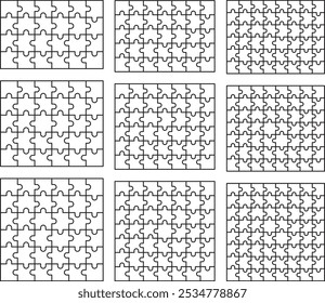 Vector illustration set of blank jigsaw puzzles