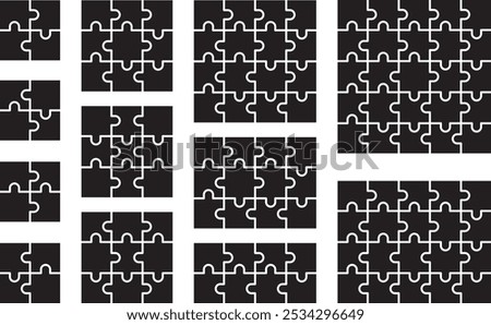 Vector illustration set of blank jigsaw puzzles