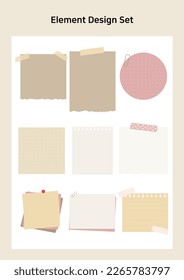 Vector illustration set of blank note paper.