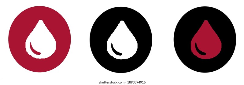 Conjunto de ilustraciones vectoriales de iconos de la sangre. Rosa oscuro, negro, blanco