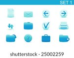 Vector illustration - set of blue elegant simple icons for common computer functions. Set-1