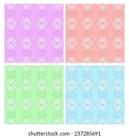 Vector illustration set of blue, green, red and purple backgrounds with abstract pattern 