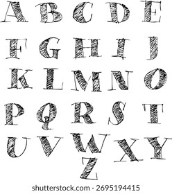 Ilustração vetorial com letras negras do alfabeto, de A a Z