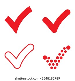 Vector Illustration set of Bold Red Check Marks in Modern Style