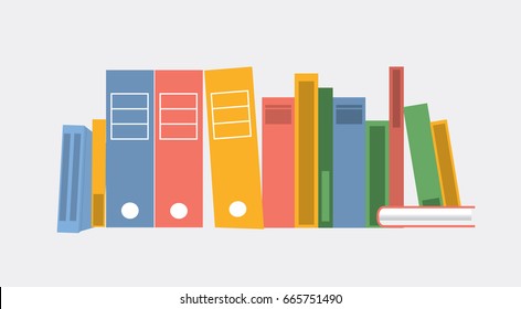 Vector illustration. Set of books and folders