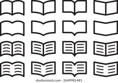 Vector illustration set of books and notebook icons in various shapes