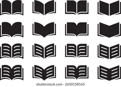 Conjunto de Ilustración vectorial de libros e iconos de cuaderno en varias Formas
