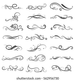 vector illustration set of border calligraphic and dividers decorative