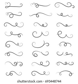 vector illustration set of border calligraphic and dividers decorative