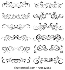 vector illustration set of border calligraphic and dividers decorative