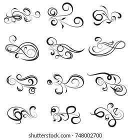 vector illustration set of border calligraphic and dividers decorative