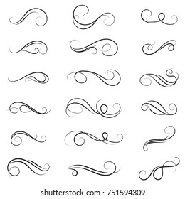 vector illustration set of border calligraphic and dividers decorative, calligraphic swirl