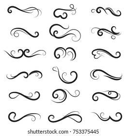 Hand Drawn Flourishes Curls Dividers Scrolls Stock Vector (Royalty Free ...