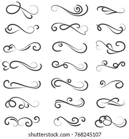 vector illustration set of border calligraphic and dividers decorative design elements