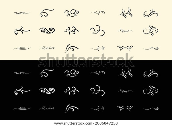 vector illustration\
set of border calligraphic and dividers decorative and Decorative\
monograms and calligraphic borders. Classic design elements for\
wedding invitations\
