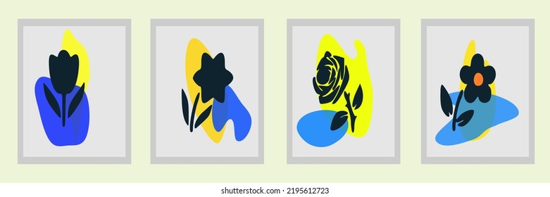 Vector illustration. Set of botanical wall art vectors. Abstract shape foliage art image with various vases. Set of botanical wall art vectors. Abstract Plant Art designs for print, cover, wallpaper e